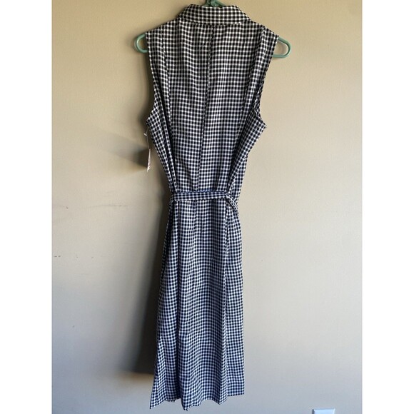 NWT Anne Klein Collared Striped Gingham Knee Length Dress 10 Sleeveless Belt - Picture 4 of 12